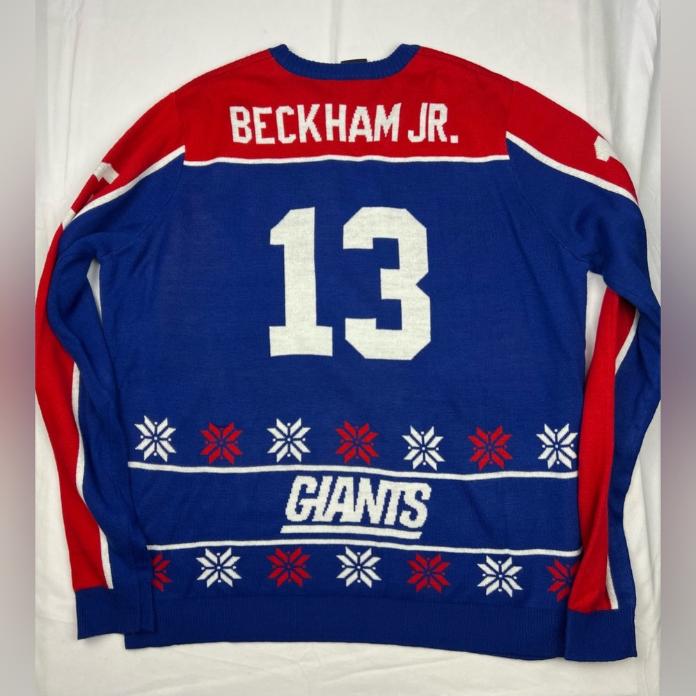 NFL Team Apparel NY Giants ODELL BECKHAM Ugly Christmas Sweater 2XL - Picture 6 of 7